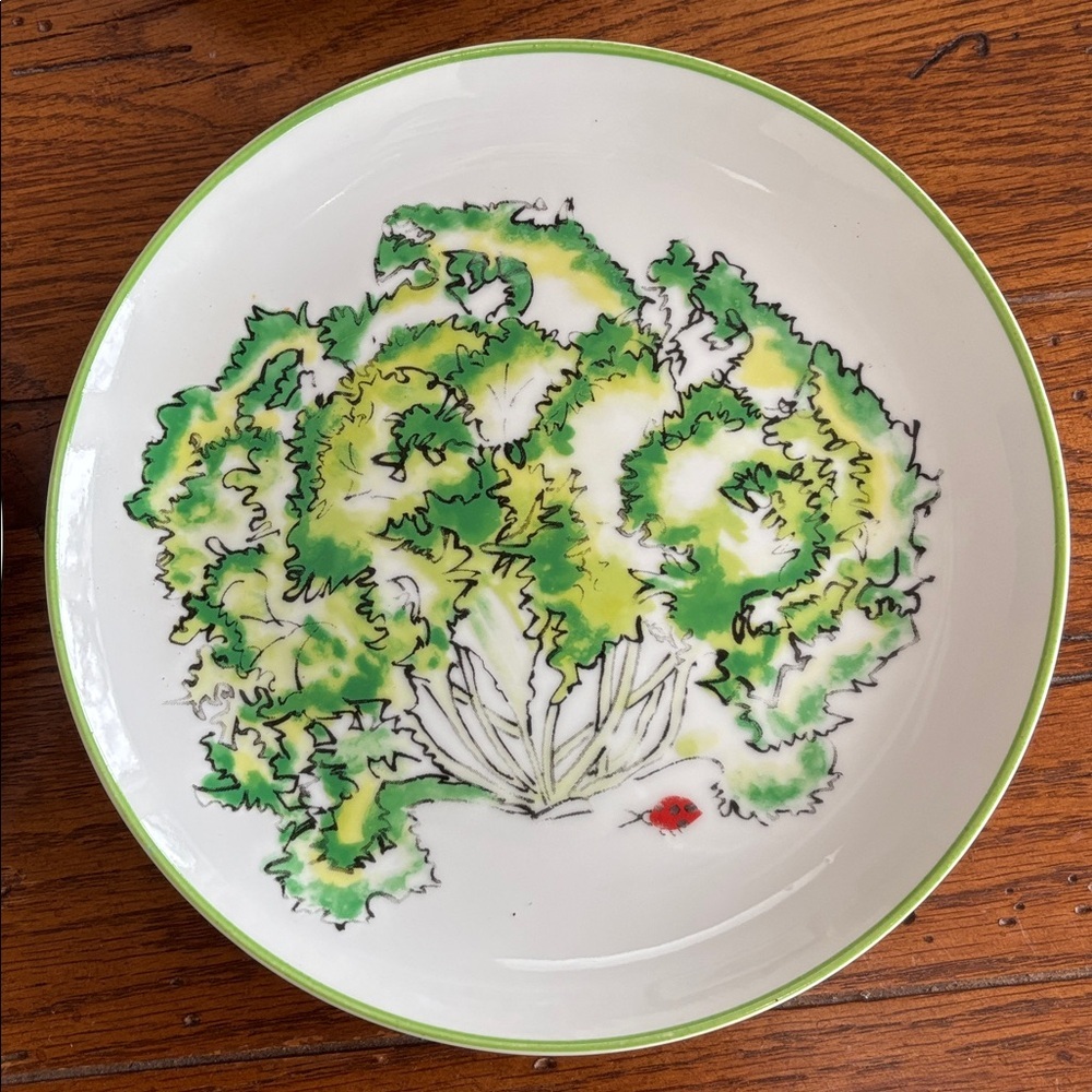 Laitue Taste Setter by Sigma 7.5” Lettuce Salad Plates Ladybug 321 Set of 6 VTG - Picture 4 of 13